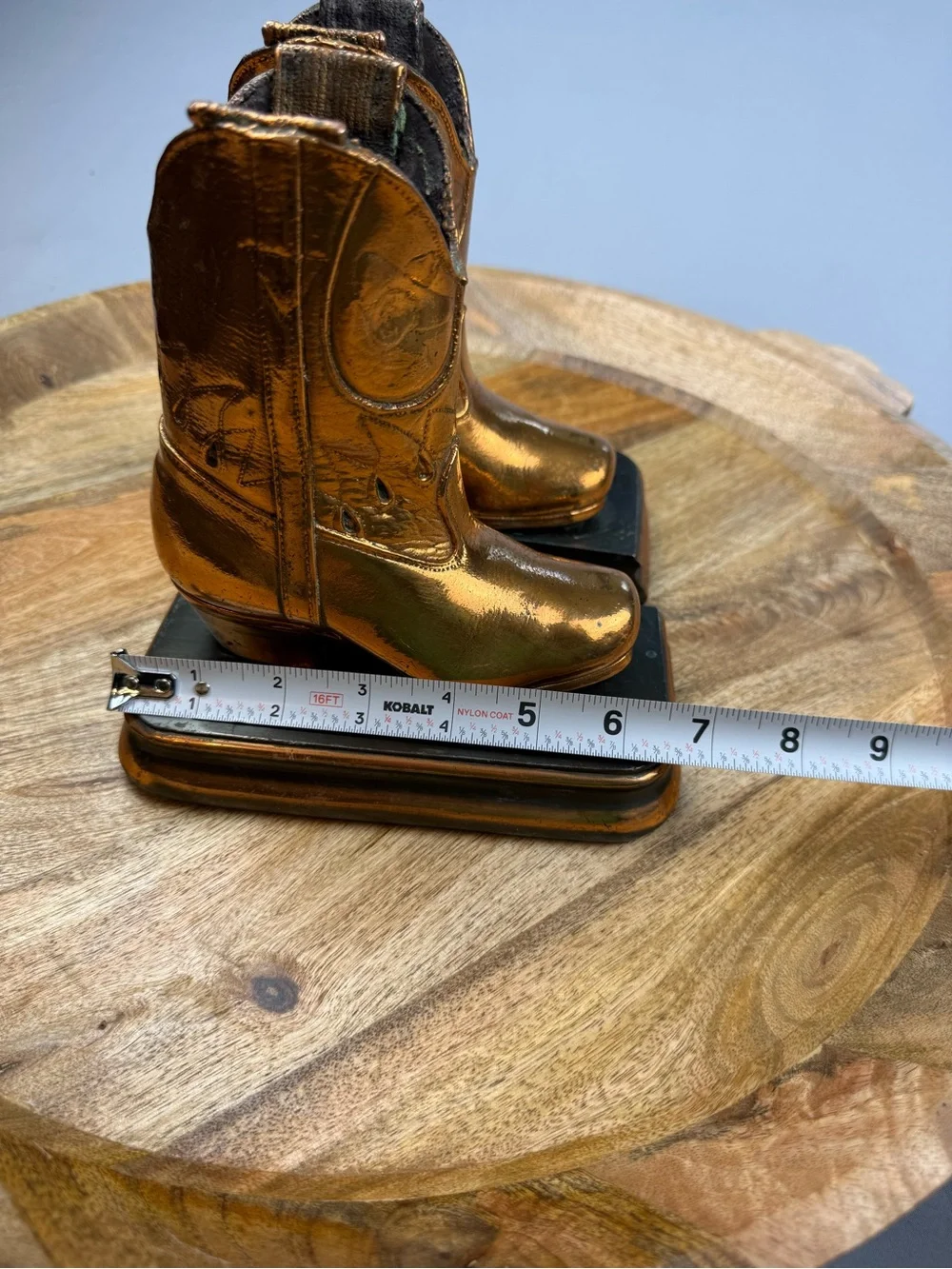 Vintage Copper Cowboy Boot Bookends Rustic Western Ranch Decor Pair